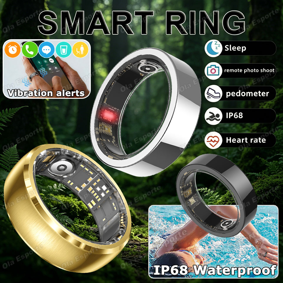Blood Pressure Monitor - Verbesserter Vibrations-Alarm Smart Ring Wasserdicht Gesundheits-Herzfrequenz-